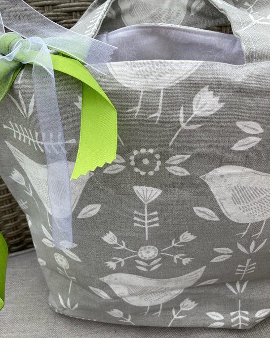 Bird themed linen tote bag